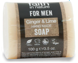 Мыло ручной работы для мужчин Faith in nature 100г с экстрактами Имбиря и Лайма
